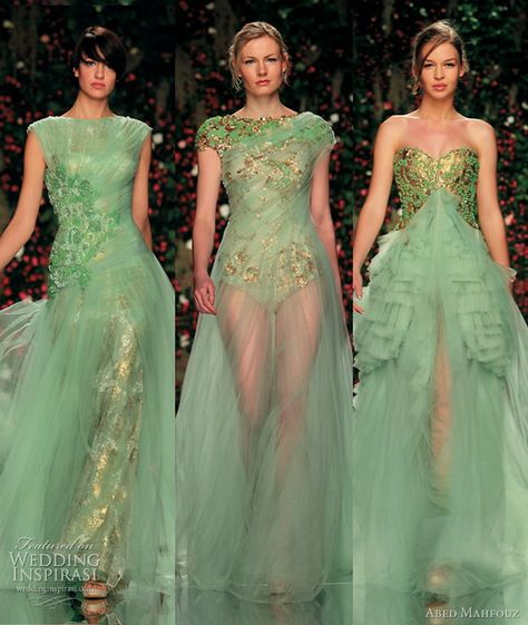 Abed Mahfouz Wedding Collection Green Gowns, Abed Mahfouz, Green Wedding Dresses, Georges Chakra, Gold Wedding Dress, Chanel Cruise, Couture Mode, Beautiful Prom Dresses, Wedding Dress Couture