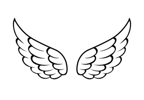 Angel Wings Line Art, Angel Wings Drawing Easy, Wings Svg Free, Angel Wings Template, Wings Line Art, Angel Wing Outline, Wing Clipart, Wings Template, Wings Printable