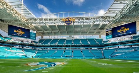 Miami Dolphins Stadium, Nfl Stadium, Hard Rock Stadium, Brickell City Centre, Stadium Architecture, Residential Tower, Nfl Stadiums, Dolphins Football, Soccer Stadium