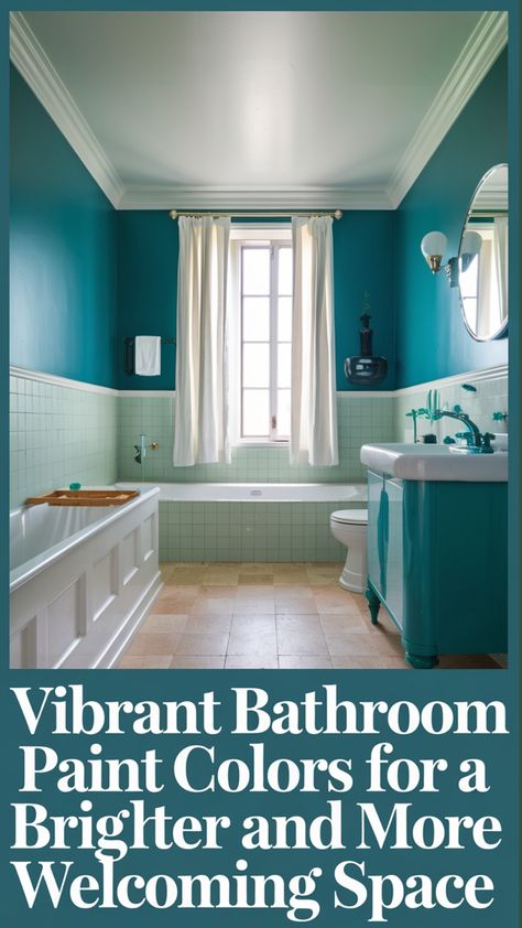 Here is a detailed and engaging product description for the Vibrant Bathroom Paint Colors:

Transform your bathroom into a bright and inviting oasis with our vibrant paint colors. With a wide range of energetic and calming shades to choose from, you can add personality and style to your bathroom's walls, cabinets, and trim.bathroom
#painting
#ideas Bright Bathroom Paint Colors, Small Bathrooms Decor, Bathroom Paint Colors Sherwin Williams, Bathroom Painting Ideas, Pink Powder Room, Mid Century Paint, Bathroom Painting, Small Bathroom Decor Ideas, Vibrant Bathroom