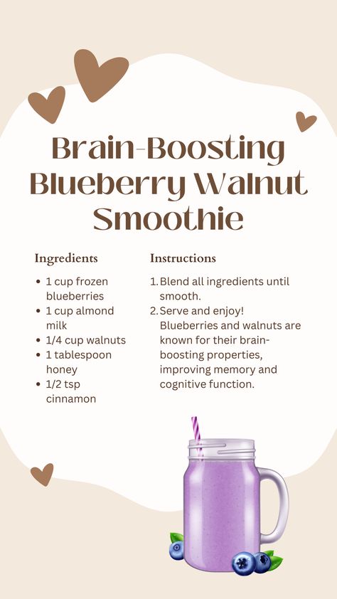 Fuel your family's minds with the delicious Brain-Boosting Blueberry Walnut Smoothie Recipe, perfect for cozy moments at home. Embrace the joys of motherhood and homemaking with every brain-healthy sip! #affiliate Beet Smoothie Recipes, Nighttime Smoothie, Winter Smoothie Recipes, Blueberry Benefits, Pregnancy Smoothie Recipes, Walnut Smoothie, Beets Smoothie Recipes, Strawberry Blueberry Smoothie, Winter Smoothies