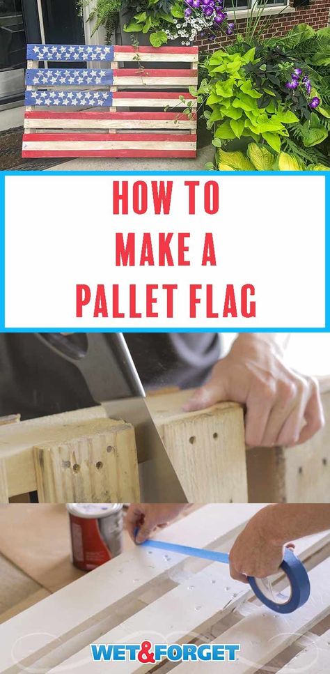 Follow our step by step tutorial to make a pallet flag for the upcoming patriotic holidays! Red White And Blue Art, Flags Made From Pallets, Pallet American Flag, Pallet Flags American Diy, Pallet American Flag Diy, Diy Pallet Flag, Pallet Flag Diy How To Make, Flag Pallet Diy, American Flag Pallet Diy