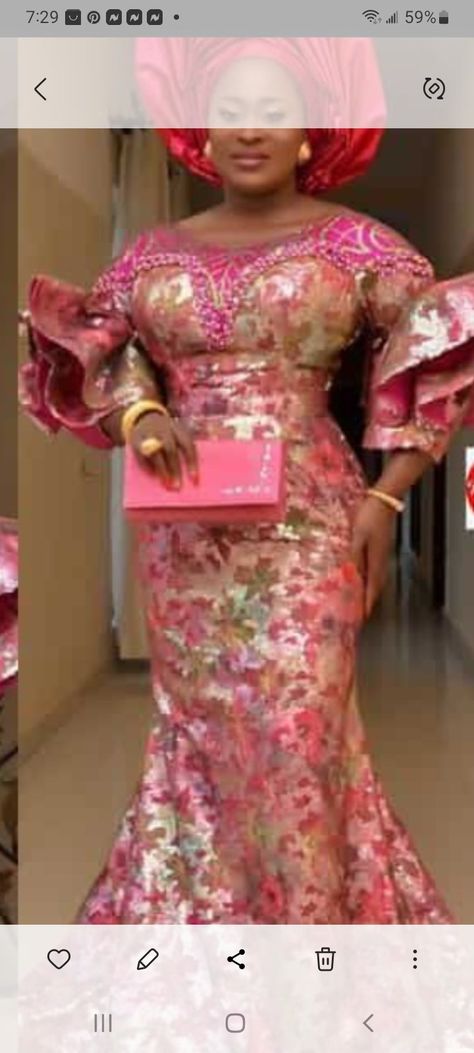 Brocade Long Gown Styles, Sample Material Gown Styles, Kampala Gown, Lace Gown Styles Aso Ebi, Kampala Gown Styles For Ladies, Kaba Styles, Materials Gown Style, Long Gown Styles, Bubu Gown