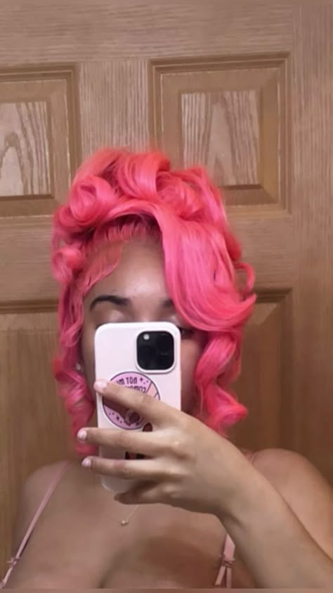 #pinkhair Pink Wig Styles, Pink Lace Wig, Pink Hair Wig, Hair Tea, Frontal Wig Hairstyles, Dyed Hair Inspiration, Dyed Natural Hair, Lace Fronts, Wig Ideas