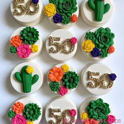 Mexican Theme Party Treats, Mexican Theme Treats, Oreos Cookies, Grandmas Birthday, Succulent Theme, Taco Twosday, Succulent Cake, Mexican Independence, Western Theme Party