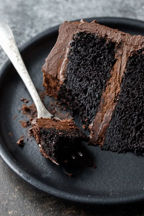 Ultimate Chocolate Cake with Fudge Frosting | Love and Olive Oil 7 Layer Cake, Frosting Fudge, Chocolate Layer Cake Recipe, Chocolate Fudge Cake Recipe, Fudge Icing, Fudge Cake Recipe, Frosting Chocolate, Ultimate Chocolate Cake, Coconut Dessert