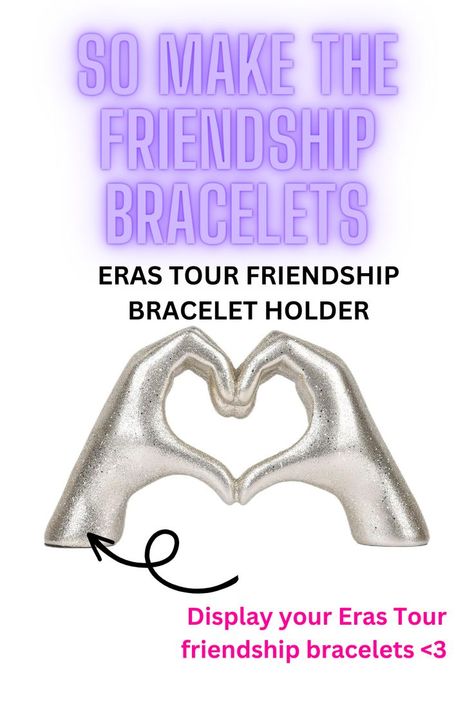 Heart hand sculpture for displaying Taylor Swift Eras Tour friendship bracelets. Aesthetic Shelf, Heart Statue, Hands Sculpture, Living Room Decor Aesthetic, Bedroom Birthday, Modern Art Sculpture, Bracelet Holder, Taylor Swift Party, Shelf Decoration