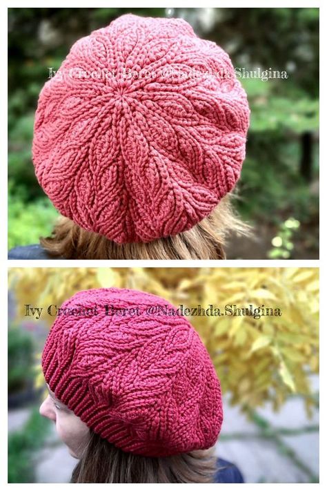 Ivy Crochet Beret Hat Crochet Patterns Knitting Beret Hat, Beret Hat Crochet Pattern, Free Crochet Beret Hat Patterns, Baret Hat Crochet Pattern, Crochet Hats Free, Beret Hat Crochet Pattern Free, Crochet Berets For Women, Crochet Beret Hat Free Pattern, Crochet Barret Hat