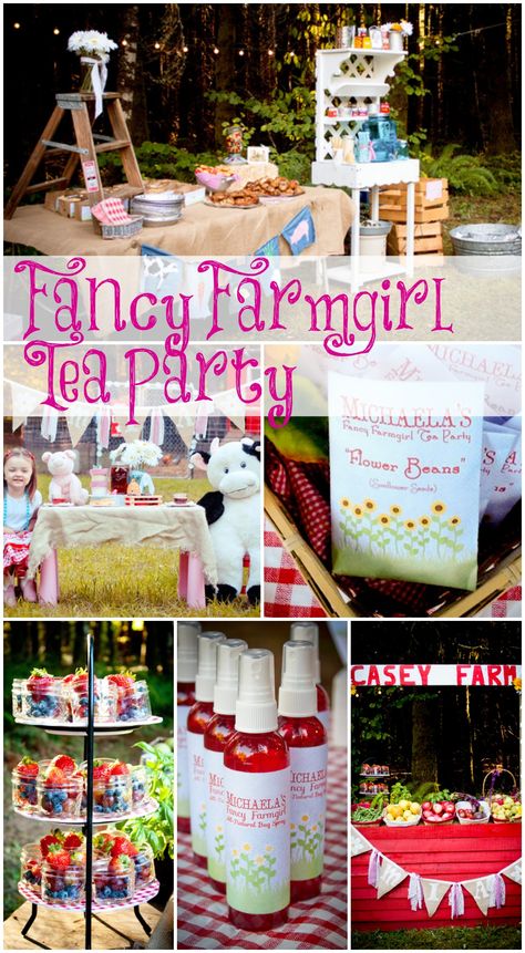 Fancy farmgirl tea party birthday, perfect for a girl birthday! See more party ideas at CatchMyParty.com. #girlbirthday #partyideas #farm Fruit Cups Ideas, Fruit Cups For Party, Fancy Tea Party, Party Fruit, Fancy Tea, Birthday Tea Party, Barnyard Party, Tea Party Theme, Girls Tea Party