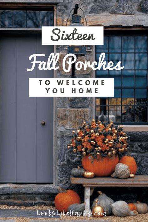 Front Porch Decor With Bench, Fall Decor For Front Porch, Fall Outdoor Decor Porch, Decor For Front Porch, Fall Porch Decorating Ideas, Thanksgiving Decorations Outdoor, Front Porch Bench, Outdoor Porches, Warm Blankets Cozy