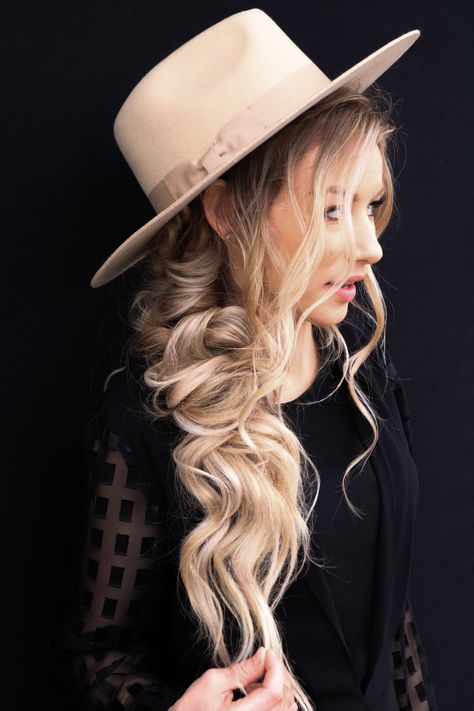 Wedding Hairstyles With Cowboy Hat, Cowboy Hat Hairstyles Wedding, Boho Wedding Hair With Hat, Bridal Hair With Cowboy Hat, Bridal Hair With Hat, Wedding Hat Hairstyles, Wedding Hairstyles With Hat, Wedding Hair With Cowboy Hat, Wedding Hair With Hat