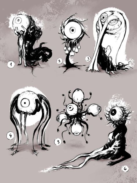 Sketches of the Eye beast! Made some concept art for a future creature design. Watch the timelapse on TikTok! Video Game Monster Concept Art, Fear Concept Art, Eye Creature Concept Art, Weird Monster Drawings, Creature Eyes Drawing, Video Game Design Concept Art, Eye Monster Art, Tired Eyes Draw, Horror Art Sketch