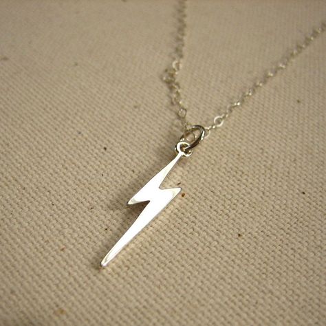 Sterling Silver Lightning Bolt Necklace - Simple Everyday Jewelry. $26.00, via Etsy. Zeus Aesthetic, Zeus Children, Zeus God, Percy Jackson Cabins, Thalia Grace, Lightning Bolt Necklace, Lighting Bolt, Son Of Zeus, Daughter Of Zeus