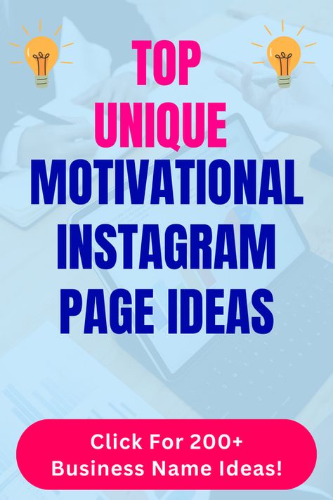 Looking for unique Motivational Instagram Page Ideas business name ideas? Check out our list of top unique, funny, cute and catchy Motivational Instagram Page Ideas business names in our blog post! Instagram Motivation Posts, Instagram Page Ideas, Ideas Name, Unique Business Names, Business Name Ideas, Twitter Ads, Name For Instagram, Facebook Pixel, Blog Names