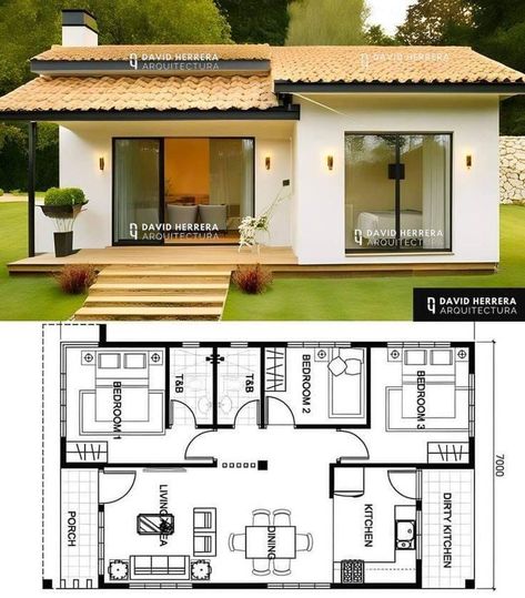 Small Lodge, Small House Blueprints, Bungalow Style House Plans, Affordable House Plans, Small House Layout, Small House Design Exterior, A Small House, Building Plans House, Building House Plans Designs