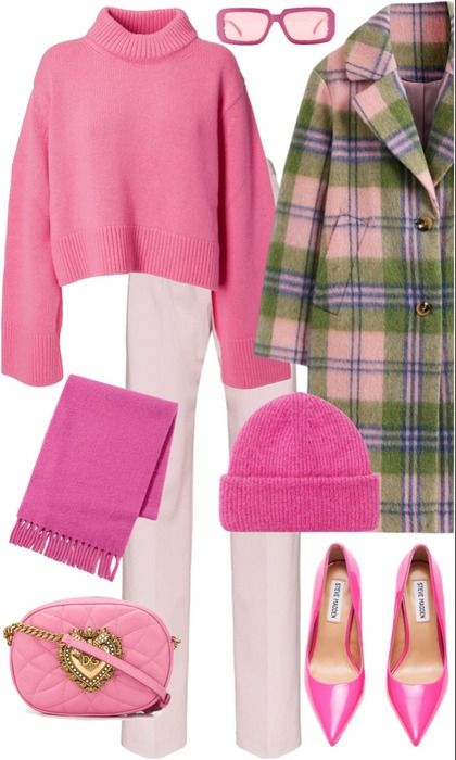 pink on pink Outfit | ShopLook Icy Pink Outfit, Cold Weather Dresses, Pink Outfit, Cold Weather, Classy Outfits, Outfit Inspo, Cute Outfits, Wardrobe, Polyvore