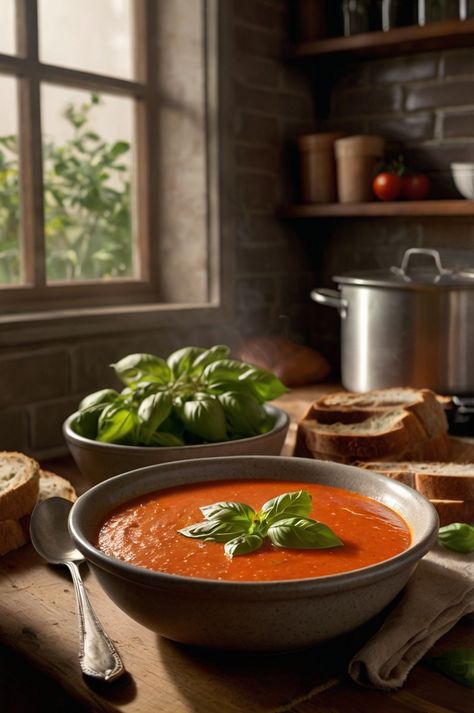 Nothing beats the comfort of a warm tomato basil soup! Perfect for cozy nights. What’s your favorite soup for chilly weather? 
Follow for more recipes!
#recipes #food #foodie #foodporn #cooking #recipe #foodphotography #instafood #foodblogger #yummy #healthyfood #homemade #salad #soup #delicious #foodstagram #vegetables #cooking #pasta Tomato Soup Photography Styling, Tomato Soup Photography, Soup Photography Styling, Soup Photography, Food Portrait, Cooking Pasta, Salad Soup, Basil Soup, Tomato Basil Soup