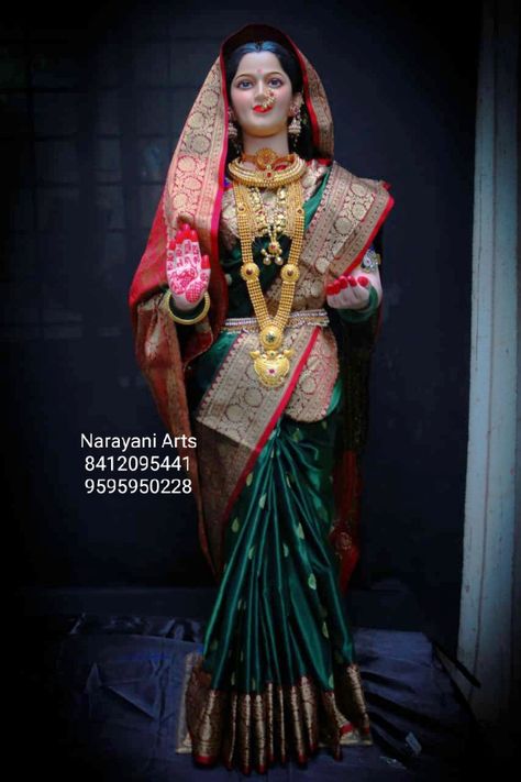 Gauri Mahalaxmi Mukhvte Fiber Body Gauri Pujan Decoration, Gauri Pujan, Gauri Ganpati, Gauri Decoration, Puja Decoration, Ganpati Decoration Theme, Mandir Decoration, Pooja Decor, Pooja Decoration