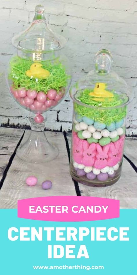 Easter decor can be hard to get right, but these Easter candy jars make fabulous centerpieces for your Easter table. Or just keep them around the home for a fun and festive reminder of spring! #easter #decor #spring Candy Jar Centerpieces, Easter Candy Jars, Diy Easter Candy, Easter Hosting, Wedding Table Centerpieces Diy, Easter Deserts, Candy Centerpiece, Candy Centerpieces, Sweet 16 Decorations