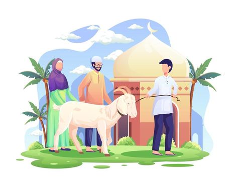 Qurbani Animals, Eid Mubarak Vector, Palm Tree Drawing, Sheep Vector, Islamic Celebrations, Sheep Illustration, Eid Adha, Happy Eid Al Adha, Adobe Illustrator Design