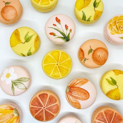 Citrus Macarons, Floral Macarons, Thanks For Thinking Of Me, Macaron Flower, Citrus Cake, Fruit Wedding, Lemon Painting, Always A Bridesmaid, Flower Business