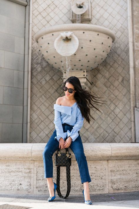 Hangisi Pumps Outfit, Manolo Blahnik Hangisi Outfit, Hangisi Outfit, Blue Pumps Outfit, Blue Shoes Outfit, Chic Feminine Style, Casual Work Outfit Spring, Dior Outfit, Casual Friday Outfit