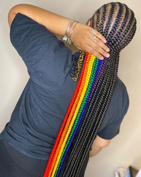 #TheSLAUGHTERGirl on Instagram: “It gave what it needed to! @monaewayy 🏳️‍🌈❤️🧡💛💚💙💜 #pridemonth ◦ My feed in pre-parting technique works for any amount of braids! 🙌🏾…” Hairstyles For Pride, Pride Hairstyles, Hairstyles Braids, Protective Styles, Braid Styles, Embroidered Friendship Bracelet, Braided Hairstyles, Hair Wrap, Instagram Profile