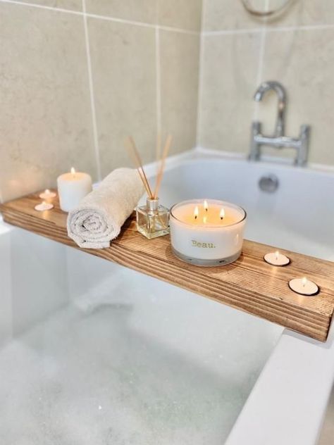 Aesthetic Bath, Bath Board, Tub Tray, Gift Tray, Bathtub Decor, Bathtub Tray, Wooden Bath, Bathroom Candles, Bath Organization