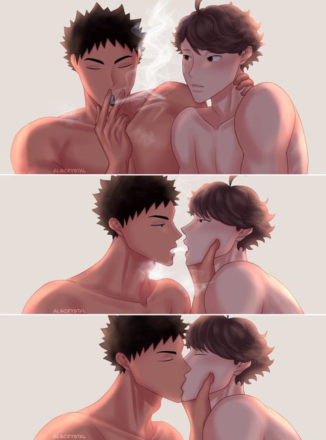 Iwaizumi x Oikawa Iwaizumi X Oikawa, Oikawa Iwaizumi, Getting High, Haikyuu Kageyama, Kageyama Tobio, Anime Ships, Haikyuu Anime, Haikyu!!, Anime Guys