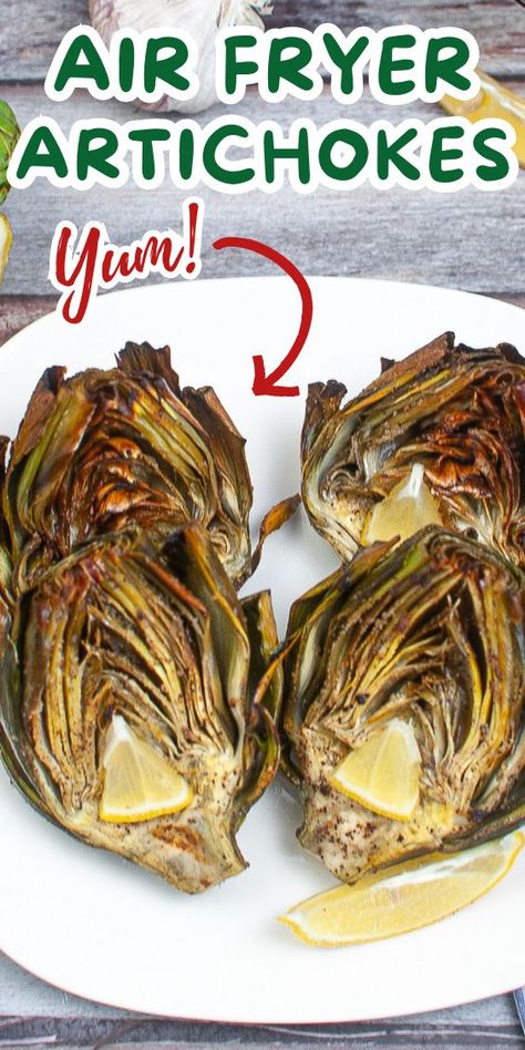 This is a fantastic artichoke recipe! Quicker than roasting artichokes in the oven, yet just as tender in the air fryer. Serve this artichoke recipe for a delicious appetizer or a healthy snack. YUM! Garlic Aioli Dip, Artichoke Appetizer, Garlic Aioli Sauce, Homemade Aioli, Aioli Sauce, Roasted Artichoke, Recipes Air Fryer, Farmers Market Recipes, Artichoke Recipes