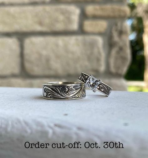 Men Wedding Rings Western, Tooled Silver Wedding Ring, Mens Western Wedding Ring, Men’s Western Wedding Ring, Customized Wedding Rings, Weddin Rings, Western Wedding Rings Sets, Western Wedding Bands, Country Wedding Rings