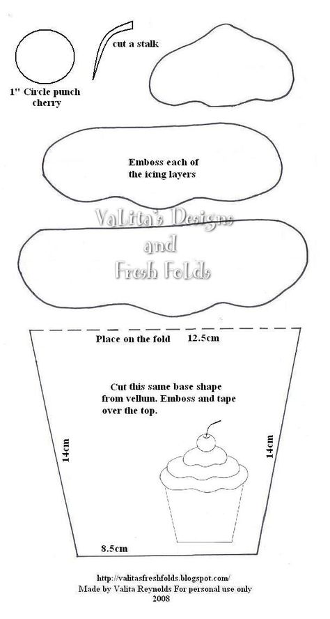 Valita's Designs & Fresh Folds: Cupcakes..... a Yummy Tutorial Cupcake Applique, Cupcake Template, Cupcake Crafts, Cupcake Coloring Pages, Cupcake Cards, Quiet Book Templates, Cupcake Card, Cake Templates, Birthday Display