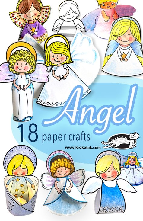 Angle Craft For Kids, Angel Activity For Kids, Mary And Angel Gabriel Craft, Guardian Angel Craft, Paper Angel Craft, Free Angel Printables, Angel Christmas Craft, Angel Craft Preschool, Angel Paper Craft