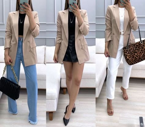 Beige Vest Blazer Outfit, Beige Blazer Styling Women, Styling A Beige Blazer, What To Wear With Beige Blazer, Outfits Con Blazer Elegante, How To Style A Beige Blazer, Outfit With Beige Blazer, Beige Blazer For Work, Look Blazer Nude