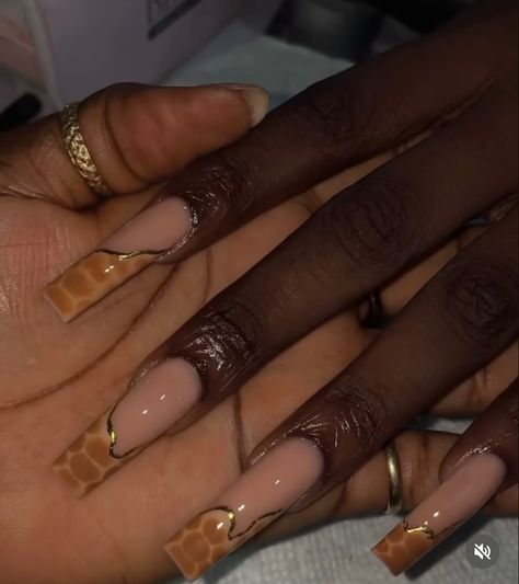 Copper Nails Designs, Croc Nails, Boss Nails, Tan Nails, Brown Acrylic Nails, Gold Acrylic Nails, Copper Nails, Brown Nails Design, Ombre Acrylic Nails