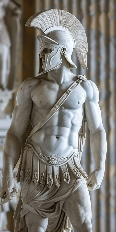 Spartan Warrior Statue, Sculptures & Statues Greek, Greek Warrior Art, Spartan Statue, Achilles Statue, Greek Mythology Sculpture, Greek God Sculptures, Statue Reference, Warrior Statue