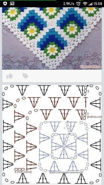 Mitered Granny Square, Háčkované Lemy, Diy Crafts Crochet, Crochet Bedspread Pattern, Flowers Crochet, Crochet Bedspread, Crochet Daisy, Crochet Blocks, Crochet Circles