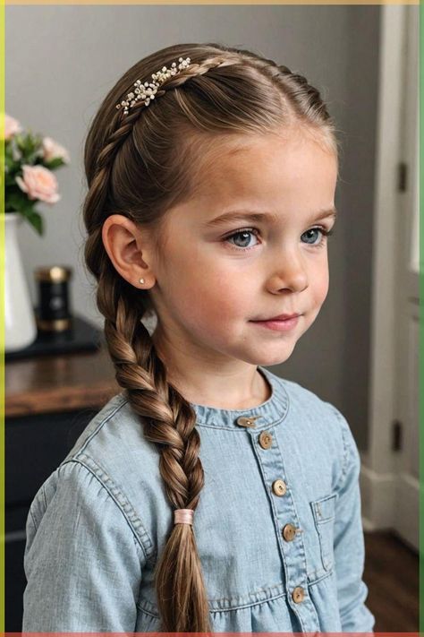 Simple Cute Hairstyles For Kids, Simple Girl Hairstyles Kids, Picture Day Hairstyles For Kids, Picture Day Hairstyles, Cute Wedding Hairstyles, Picture Day Hair, Day Hairstyles, Easy Little Girl Hairstyles, Stylish Ponytail