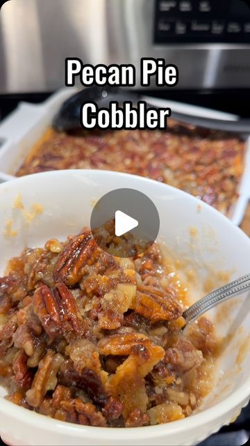 Katie Cross on Instagram: "Pecan Pie Cobbler!! 🦃🍁 Full recipe is on my website!! #easyrecipe #pecanpie #thanksgiving #dessert #holiday #thanksgivingdessert #holidaydessert" Katie Cross Pecan Pie Cobbler, Cooking With Katie Cross Pecan Pie Cobbler, Pecan Pie Cobbler In Crockpot, Holiday Food Videos, Crockpot Pecan Pie Cobbler, Pecan Pie Cobbler Easy, Pecan Pie Pudding, Crockpot Pecan Pie, Crockpot Thanksgiving Recipes