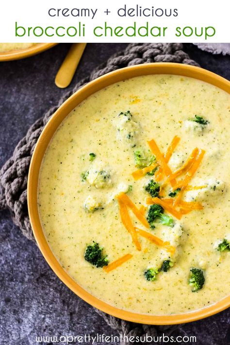 Make this Broccoli Cheddar Soup for dinner tonight with simple ingredients you likely already have in your pantry!  Creamy, cheesy and so flavourful.  Ready in less than 1 hour! Easy Broccoli Cheddar Soup, Creamy Broccoli Cheddar Soup, Broccoli Cheddar Soup Recipe, Cheddar Soup Recipe, Instant Pot Soups, Broccoli Cheese Soup Recipes, Cheese Soup Recipes, Creamy Broccoli, Instant Pot Soup Recipes