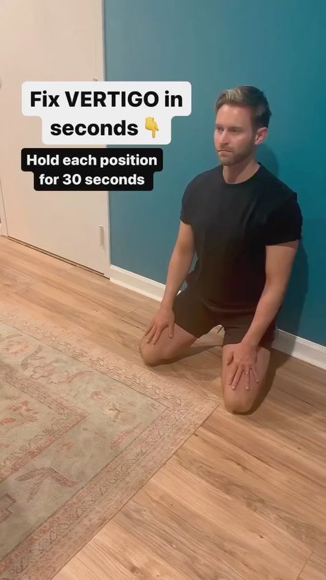 James Moore | This really helps! No joke! Fix vertigo in seconds with the “Foster” maneuver! The spinning sensation and dizziness you get from vertigo… | Instagram Foster Maneuver, Home Remedies For Vertigo, Vertigo Exercises, Vertigo Relief, Vertigo Remedies, Forward Head Posture Exercises, James Moore, Sick Remedies, Inner Ear