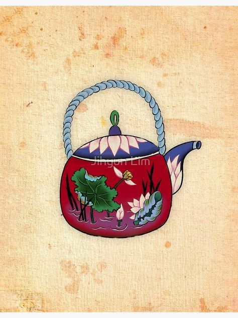 Korean Teapot, Korean Culture Art, Korean Traditional Art, Tattoo Korean, Korean Folk Art, Traditional Korean Art, Drawing Motivation, Korean Embroidery, Korean Pattern