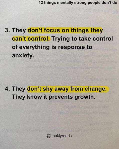 12 things mentally strong people don’t do. ✨Mental strength is not absence of emotions, but ability to navigate through them with resilience and grace. ✨Mentally strong people face adversity, setbacks and challenges head on,understanding that growth often comes from discomfort. ✨They manage their emotions rather than being controlled by them, maintaining focus and clarity even in the toughest situations. ✨By embracing vulnerability, Learning from failures and staying committed to their... How To Become Mentally Strong, Mentally Strong People, Emotionally Strong, Being Controlled, Life Mantra, Conscious Mind, Life Mantras, Emotional Strength, Anime Quotes Inspirational