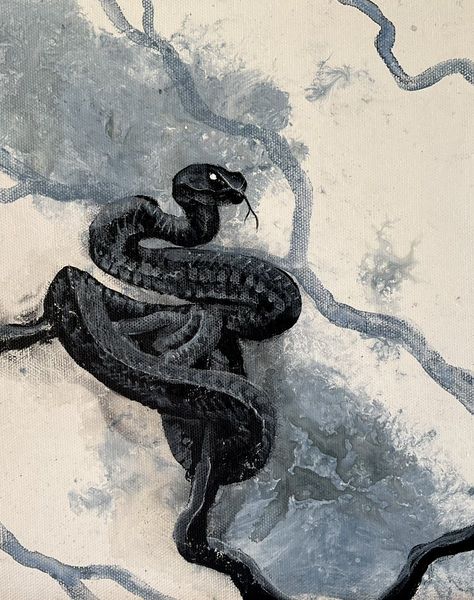 Snake Painting, Serpent Snake, Animal Illustration Art, Badass Aesthetic, Fantasy Beasts, Reference Images, Tree Painting, Animal Illustration, Acrylic Art