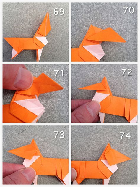 Corgi steps | Flickr - Photo Sharing! Origami Dog, Origami Ball, Origami Love, Origami And Kirigami, Folding Origami, Instruções Origami, Origami Paper Art, Origami Instructions, Origami Animals