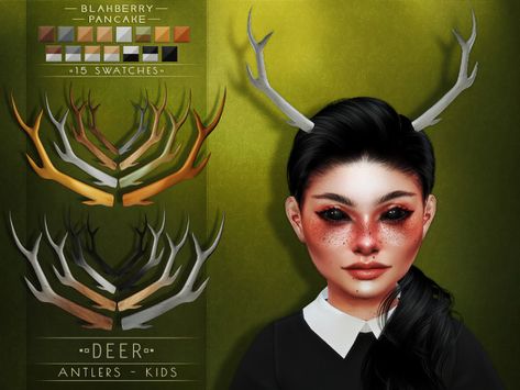 Roli Cannoli CC Findz Corner — blahberry-pancake: ○● DOWNLOAD ●○ - Doe Antlers... Sims 4 Deer Horns, Blahberry Pancake, Deer Ears, Sims 4 Challenges, Sims 4 Download, Wolf Ears, Sims 4 Children, Sims 4 Body Mods, Elk Antlers