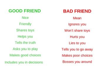 Good Friend Vs Bad Friend, What Makes A Good Friend, English Language Learning Activities, Bad Friendship, Emotional Literacy, Kids Worksheets, School Social Work, Truth And Lies, Teacher Created Resources