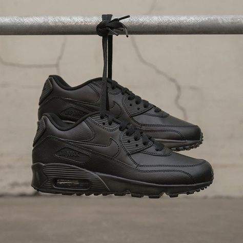 Some classic all black Air Max 90 is always a safe choice. ⁠ Check them out @footish or click link in bio. 90 Air Max Shoes, Nike 90 Air Max 90, Nike Air Max 90 Outfit Men, Drake Shoes, Tenis Air Max 90, Air Max 90 Outfit, Nike Air Max 90 Outfit, Air Max Black, Tennis Men