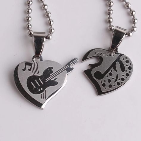 Heart Guitar, Guitar Necklace, Pick Necklace, Romantic Gifts For Him, Bff Jewelry, Music Jewelry, Guitar Music, Mens Jewelry Necklace, Matching Jewelry