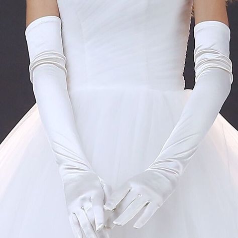 White Gloves Wedding, Long Satin Gloves, Prom Costume, Satin Gloves, Royal Blue Lace, Fashion Gloves, Bridal Hat, Wedding Veils Lace, Black Bridal